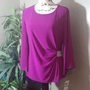 MSK Purple Blouse with Rhinestone Detail